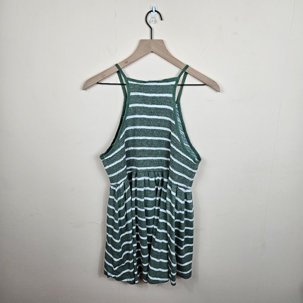 Torrid Smocked Babydoll Hi-Low Top – Green & White 1X - Picture 7 of 10